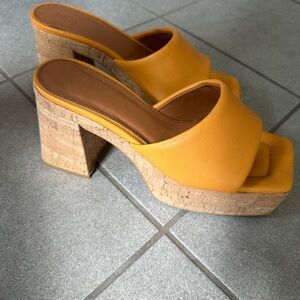 0039 Yellow orange Cork Platform Sandals 8
